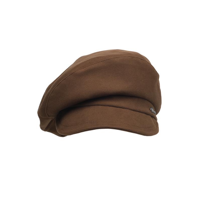 Cloud Octagonal Hat: Women's Retro Khaki Beret, Large Face-Slimming Autumn/Winter Cap, Men's Black Flat Hat