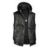 Chaqueta con Capucha de Cuero PU Chaleco Estilo Casual Chaqueta de Moda