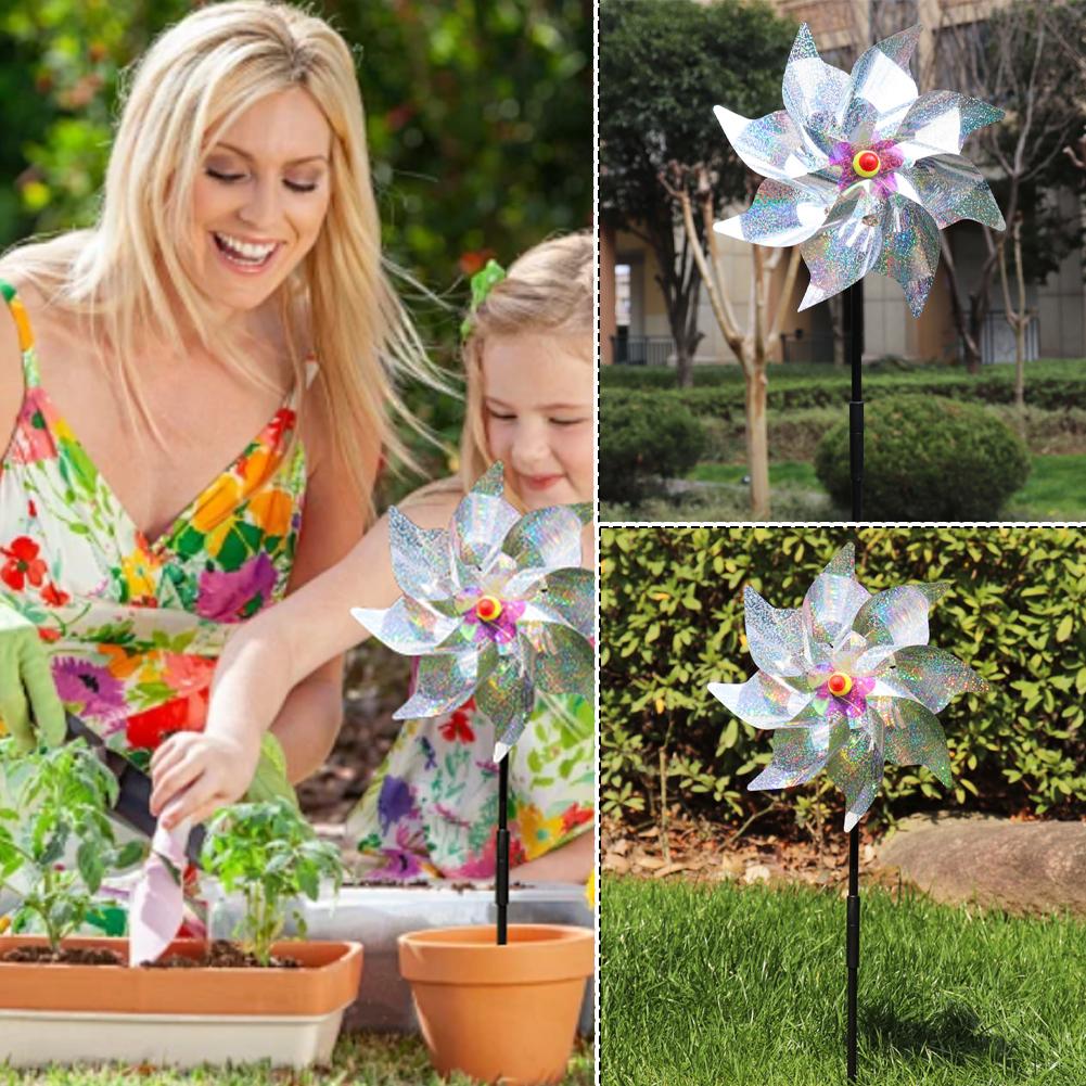 Material Easy Installation Windmill Multi-Purpose Decoration Windmill Sparkling Octagonal Laser Windmill Dur-able Outdoor