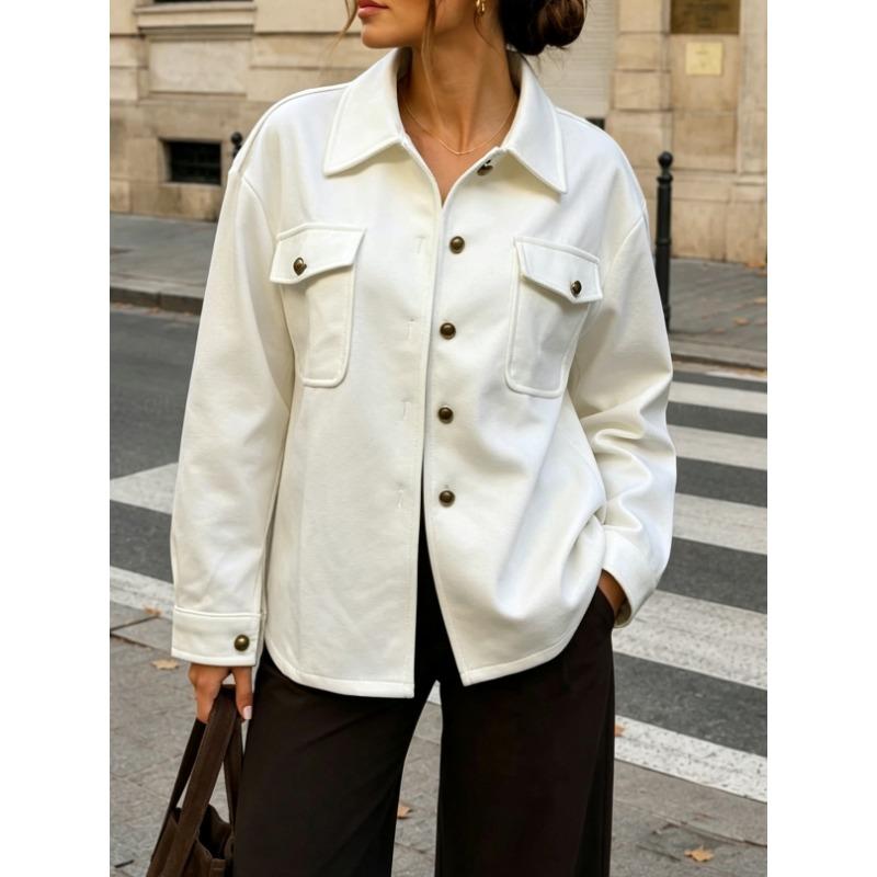 Women Loose Casual Faux Suede Lapel Button Pocket Autumn Winter Jacket