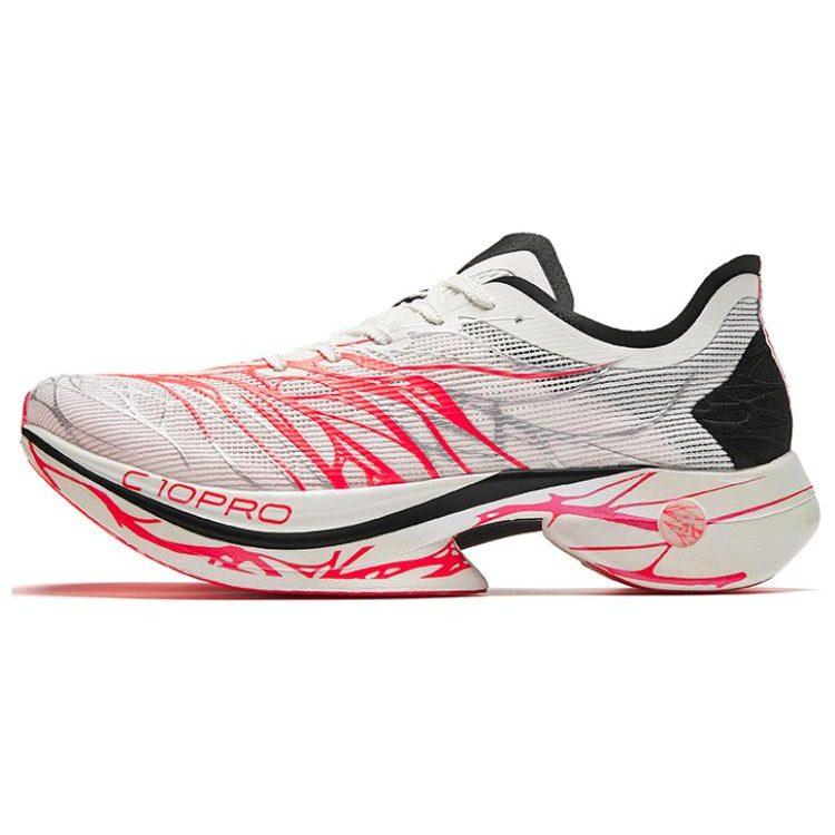 Anta C10 Pro Fabric Cushioning Slip Resistant Low top Nitrogen Technology Marathon Racing Running Shoes Men's White Red 112455568-2