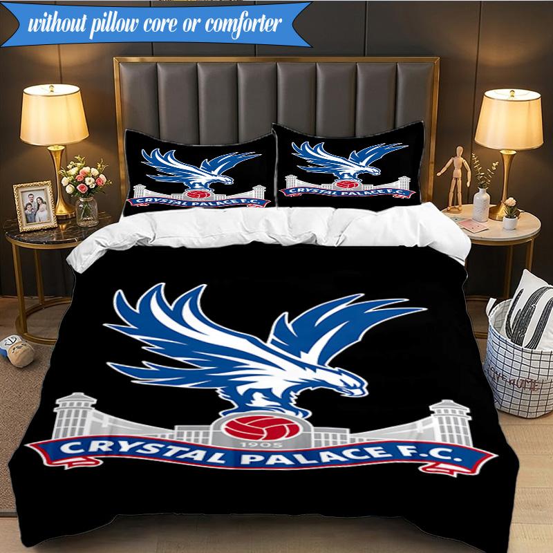 3PCS Crystal Fc Crest Printed Soft Bedding Set,Including 1pc Duvet Cover And 2pcs Pillowcases Perfect for Bedroom, Dormitory, Fan gift