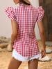 2026 Spring/Summer European-American Plaid Ruffle Shirt for Women