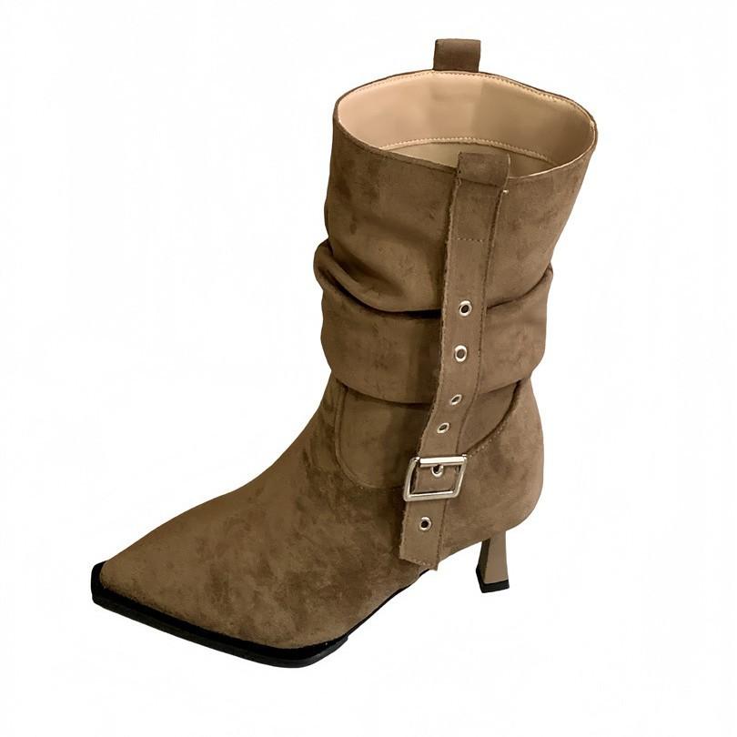 Pointed Retro Short Boots Women's 2025 New Maillard Boots Wasteland Suede Sleeve Western Boots