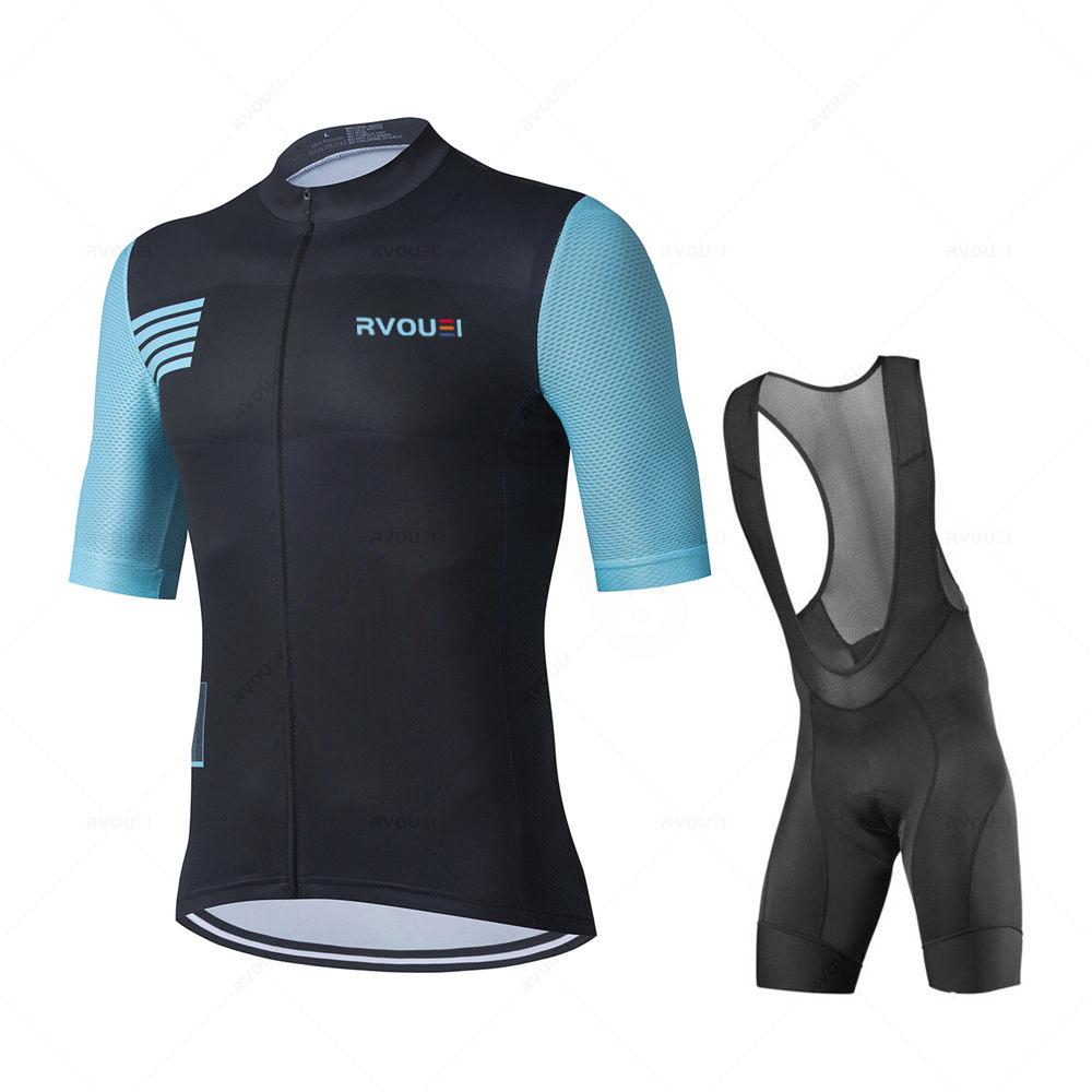 2026 Team Summer Short Sleeve Men Cycling Set Bike Clothing Breathable Anti-UV Bicycle Wear Rvouei Jersey Mallot Ciclismo Hombre
