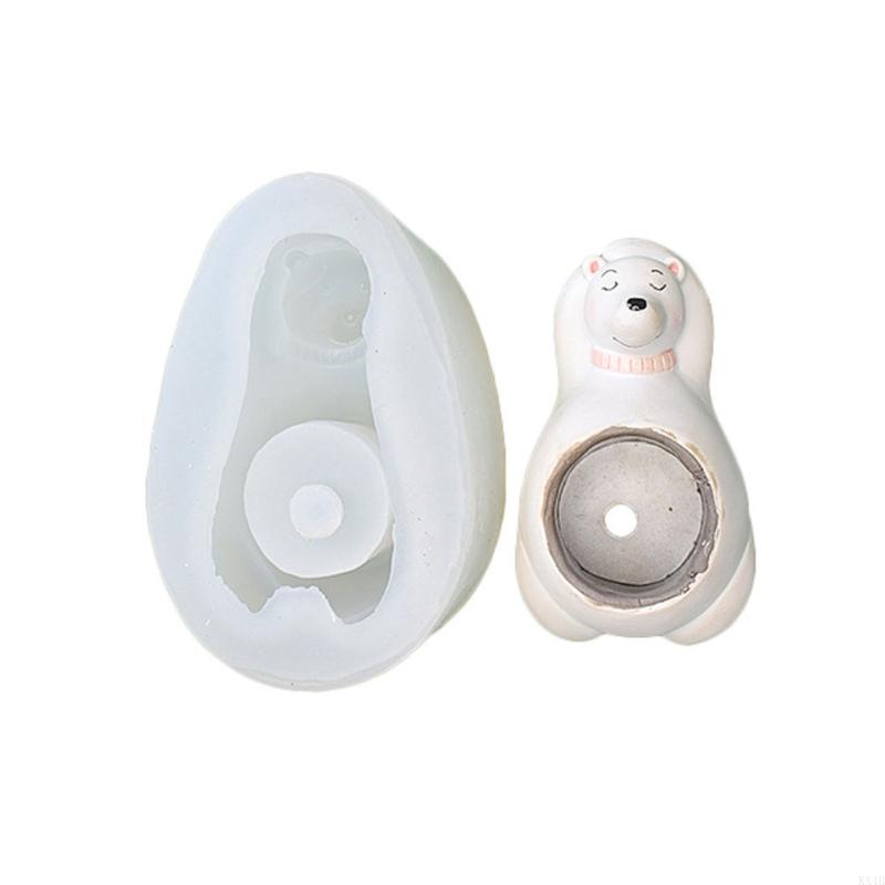 KX4B Bear Panda Silicone Molds Flower Pot Vase Mold DIY Epoxy Epoxy Resin Mold Gypsum Concrete Mould Home Decorations