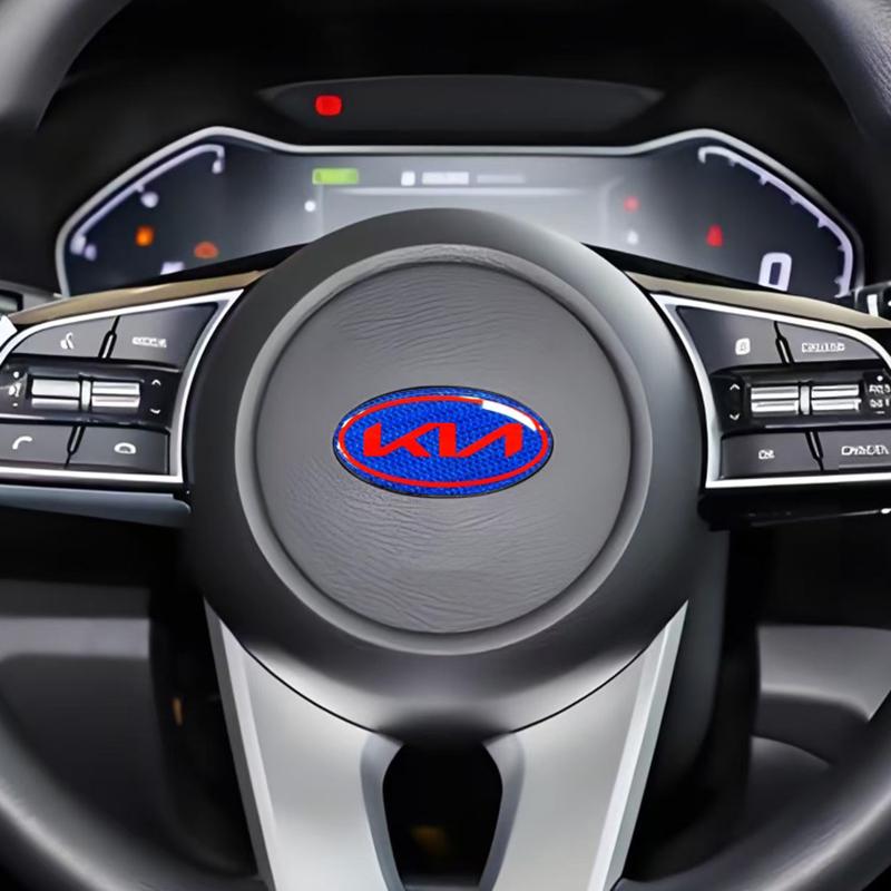 Koolstofvezel Auto Stuurwiel Embleem Sticker Badge Voor KIA K2 K3 K5 KX5 Sportage GT R Stinger Rio Optima Sorento Forte Soul