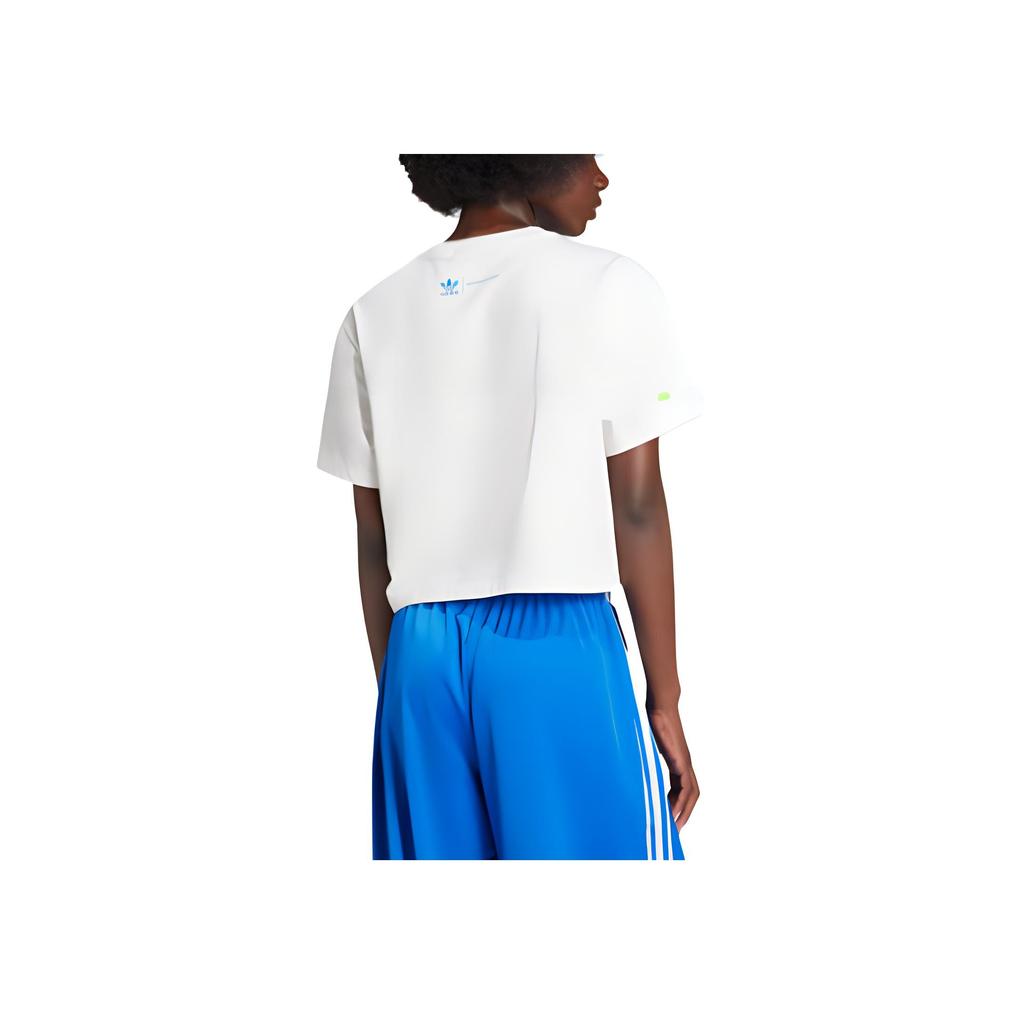 adidas Originales Ksenia Schnaider Moda Camiseta Holgada de Manga Corta con Hombro Caído Tops para Mujer Blanco IW5662