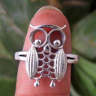 Owl Ring, Unisex Ring,  Animal Jewelry, Silver Charm Jewelry, Handmade Jewelry, Silver Ring