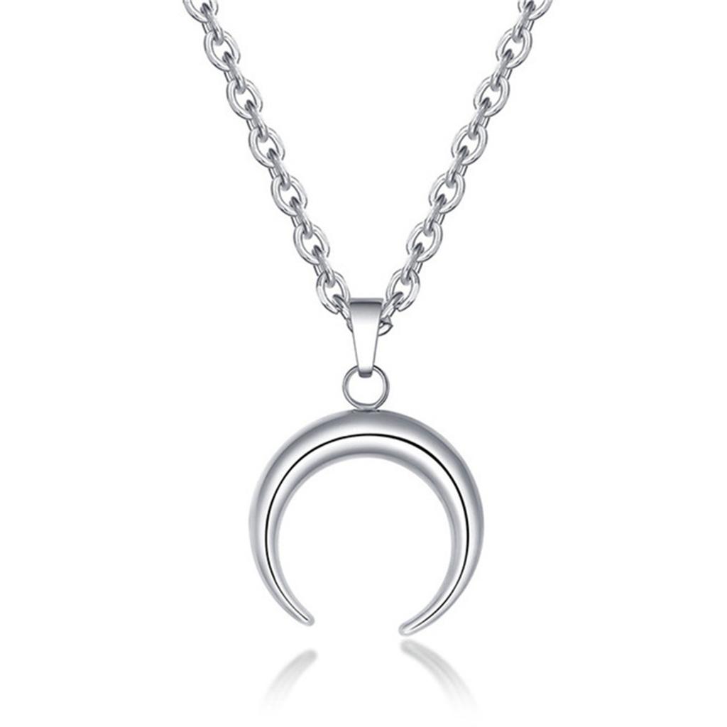 Stainless Steel Pendant Moon-shaped Collar Chain, Simple Moon Titanium Steel Chain, Moon Necklace