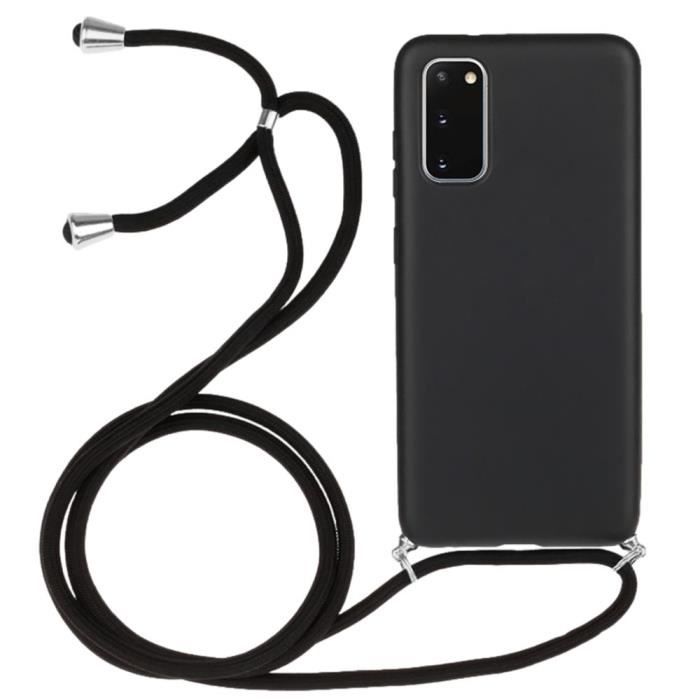 Coque et Tour de Cou - Samsung - S20 - Silicone Souple - Noir - Anti-Choc