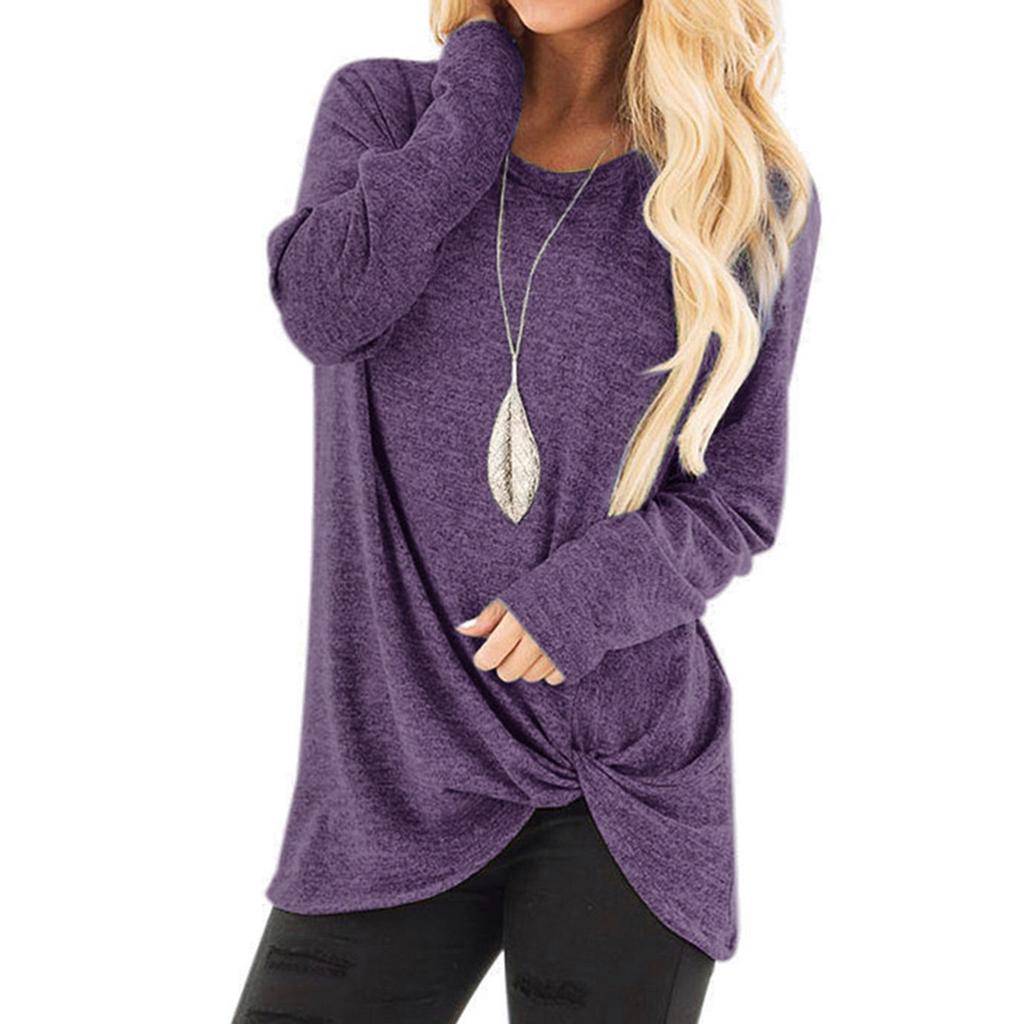 Women Fashion Loose Long Sleeve Casual T-Shirt Blouse Tops