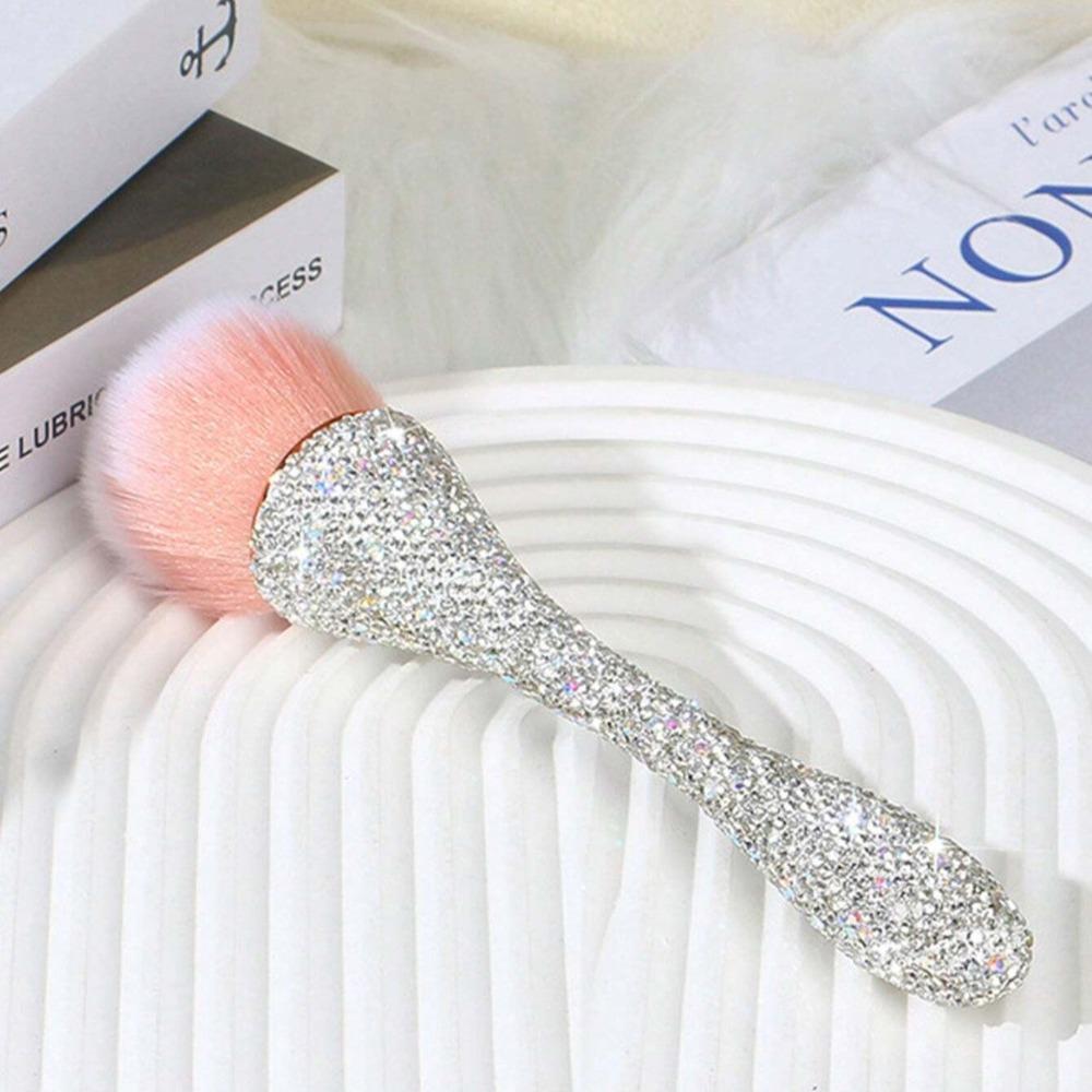 1pc Flat Arched Foundation Brush Whole Body Is Encrusted with Rhinestones Synthetic Hair Professional Powder Brush Makeup Tool