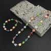 Colored sugar cube small fresh alloy bracelet necklace set, fashionable men's and women's versatile jewelry set