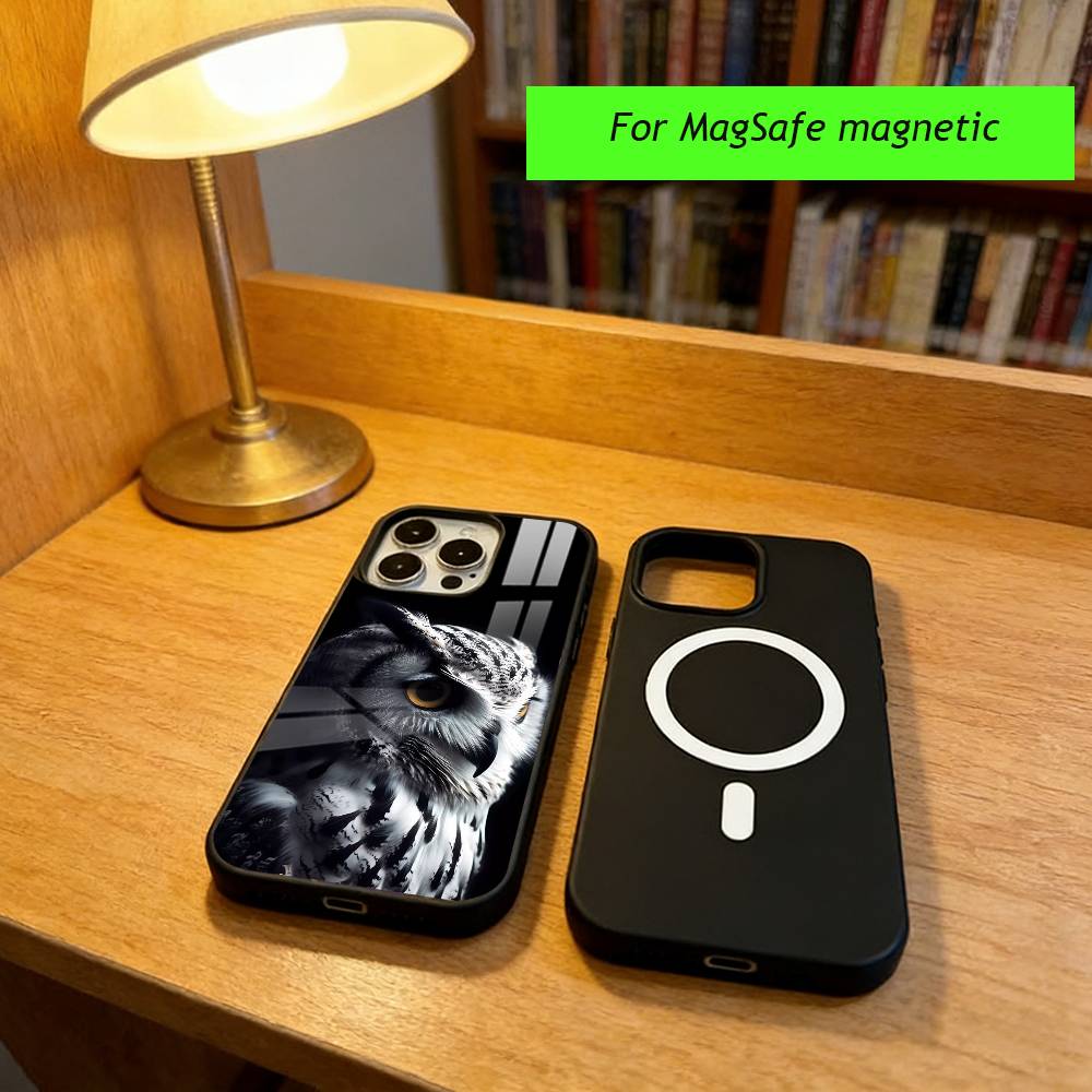 Cute and cool owl Phone Case For iPhone17,16,15,14,13,12,11 Plus,Pro Magnetic For Magsafe Wireless Charging iPhone16