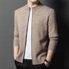 Men's 100% Pure Wool Zipper Stand Collar Cardigan
