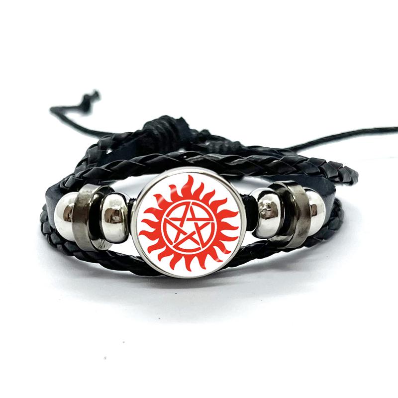 New Supernatural Sign Leather Bracelets Sam Dean Multilayer Braided Handmade Jewelry Gifts for Men Women