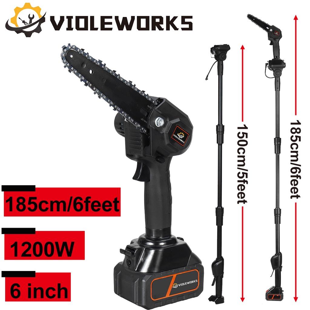 2 in 1 24V Telescoping Pole Electric Chainsaw 7500mAh Li-ion Battery Cordless Garden Tree Pruning Tool High Branch Saw for Makita 18V