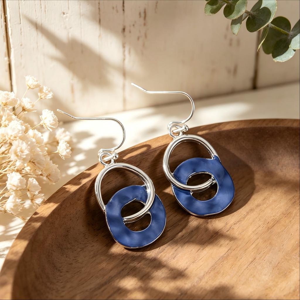 Hot-selling retro enamel irregular geometric splicing environmentally friendly alloy material personality niche design earrings