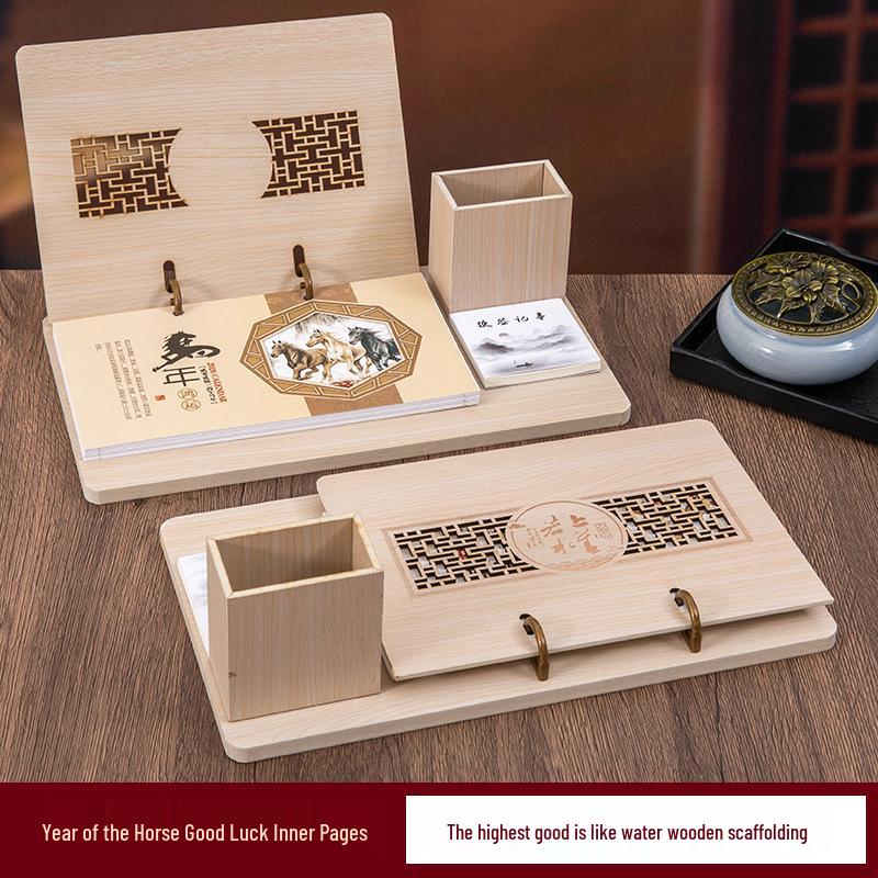 2026 Chinese Wooden Weekly Desk Calendar: Year of the Horse Creative Ornament Gift Set