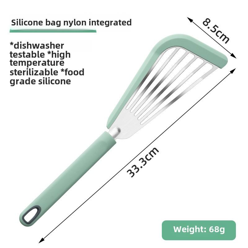 The kitchen anti-scalding frying spatula heat-resistant frying fish spatula all stainless steel spatula home outdoor cooking