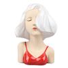 Girl Face Vase Modern Decorative Sculpture Ceramic Head Flower Vase for Living Room Bedroom Office