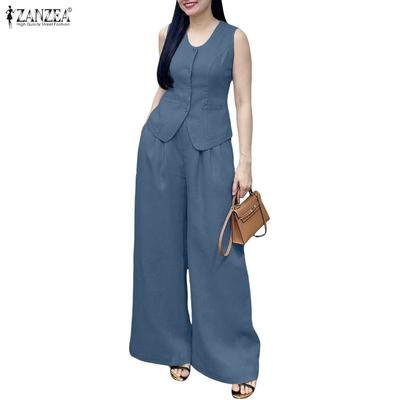 Women Sleeveless Vest Tops and Pants Casual Two Piece Suit Sets