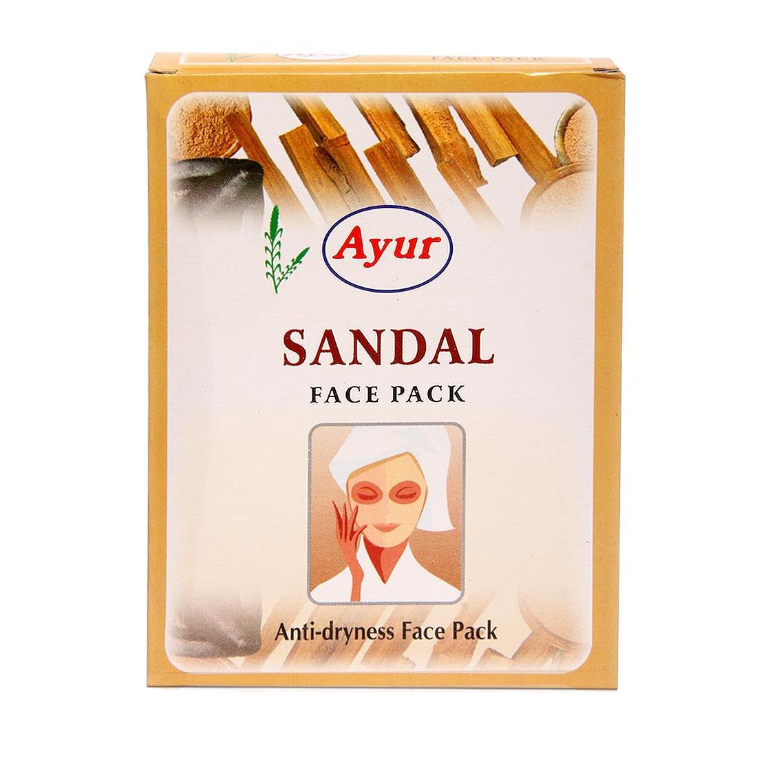 Маска для лица с Сандалом: для борьбы с сухостью кожи (25 г), Sandal Face Pack,  Ayur 2.1375