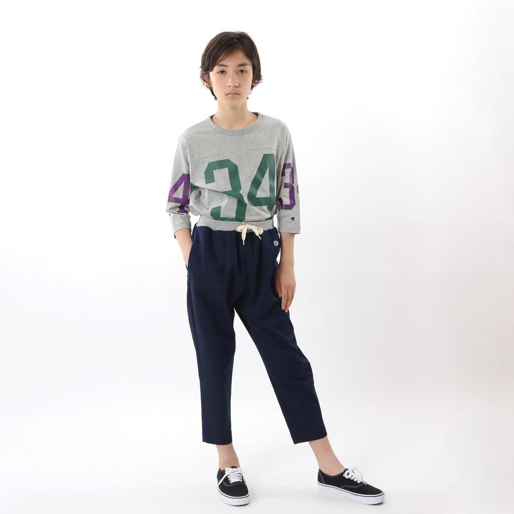 Champion Basic Long Side Slash Embroidered Size 150 Kids' Pants, 100% Cotton, Pockets, Logo, Navy, (CK-Z202)