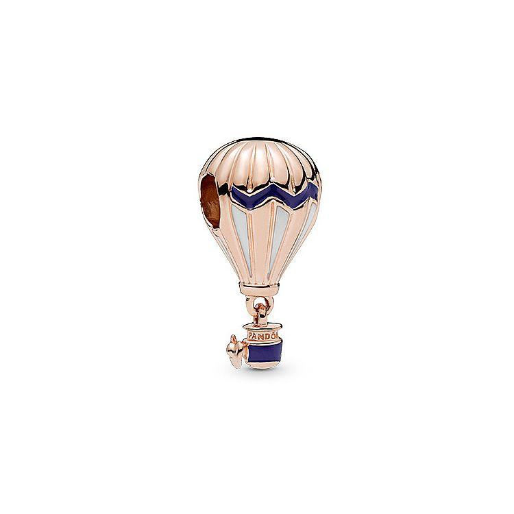 Pandora Hot Air Balloon Charm With Letter Logo Pendant Women Charm Rose-Gold Blue 788055ENMX Rose Gold Blue