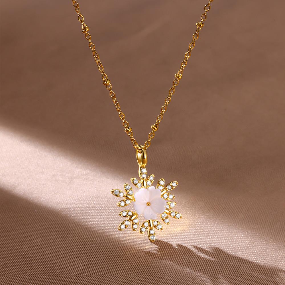 Zirconia Butterfly Pendant Necklaces For Women Snowflake Charm Necklace  Trend New Aesthetic Stainless Steel Jewelry Collar