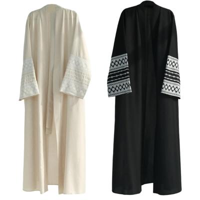 Embroidery Abaya for Women Muslims Dubais Dress Casual Loose Long Cardigans Islamic Kaftans Robe Open Front Maxi Length