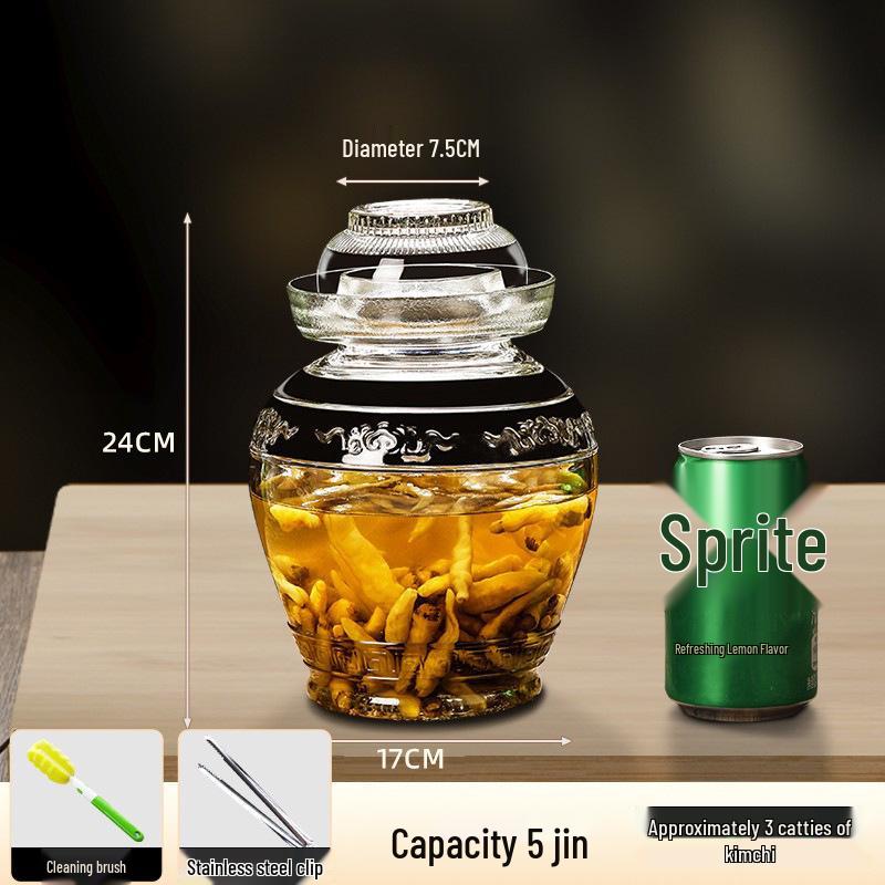 Sichuan Style Thick Glass Pickle Jar for Sauerkraut and Vegetables - Large Mouth, Sealed Container for Home Pickling