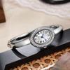 Elegant Women's Oval Bangle Watch Crystal Bezel Gold Tone Quartz Wristwatch Ladies Dress Watch