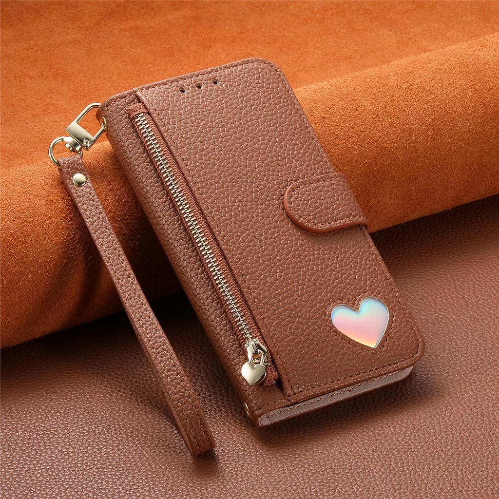 Wallet Flip Case for iPhone 17 16 15 14 13 12 11 Pro Man Air 16e 17e 7 8 Plus, PU Leather with Zipper, Card Slots, Hand Strap