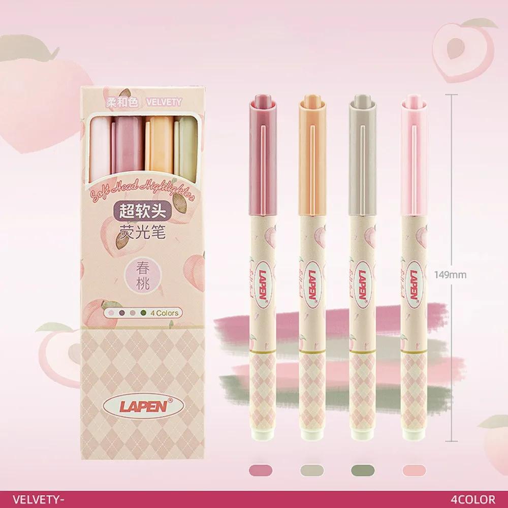 

4 шт. Новый Мягкий Наконечник Хайлайтер Защита Глаз Кавайная Канцелярия Флуоресцентная Ручка Пастельный Цвет Художественная Ручка для Рисования Подарок Студентам