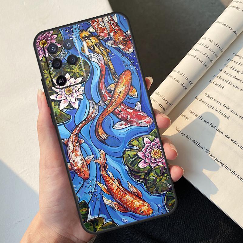 Koi Karpfen Fisch Malerei Hülle Für Oppo A54 A74 A94 A17 A57 A77 A76 A16 A96 A18 A60 A80 A40 A38 A58 A78 A98 A15 A5 Pro