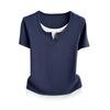 Plus Size Fake Two-Piece Color Block Short Sleeve T-Shirt Ribbed Slimming Top For Women Versatile Breathable Soft Material Flattering Slim Women Top