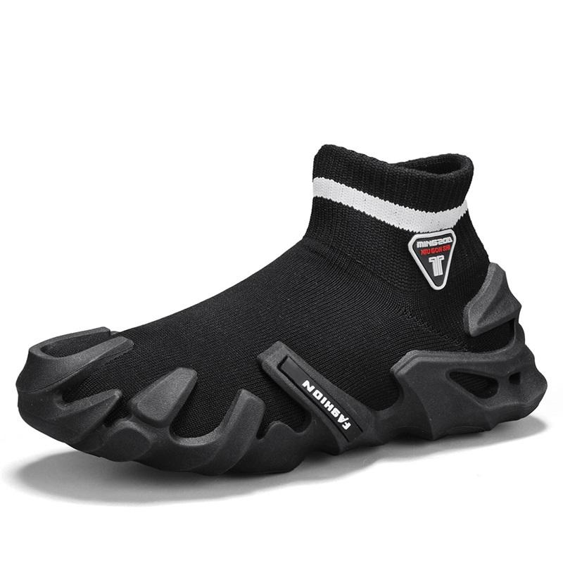 New Men Sports Large Size Shoe Mesh Running Sneakers Slip on Comfortable High Top Shoes Casual Outdoor Tennis Training Sneakers