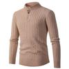 Men's Plus Size Cable Knit Half-High Collar Zipper Sweater - Autumn/Winter Casual Pullover