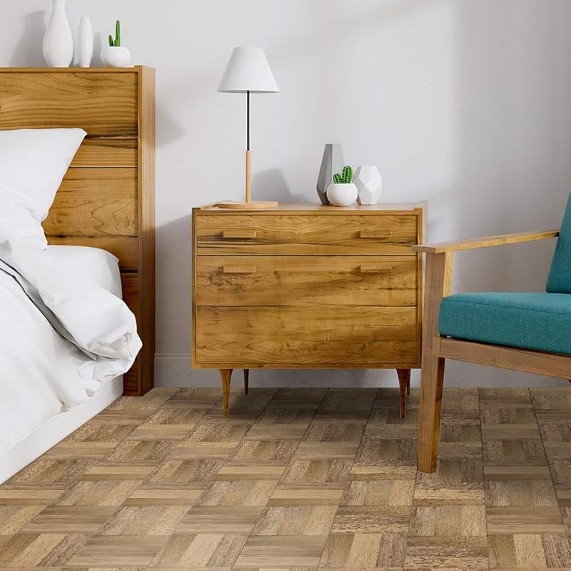 Wood Grain Peel and Stick Vinly Floor Wall Sticker, Non-Slip Tiles Transfer Sticker Roll for Floor Wall, Herringbone, 7.87x118inch