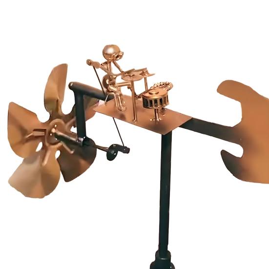 

Ручная работа Металлическая статуэтка барабанщика Ветряная мельница Перкуссионист Статуэтка Ветряная кинетическая скульптура барабанщика Ветряная вертушка