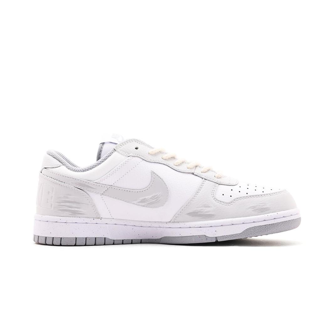 Nike Big Leather Wrapping, Wear Resistant And Non Slip Low top Skateboard Shoes Unisex Gray White 355152-106(Team59-)