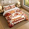Autumn Harvest Theme Personalized 3Pcs Bedding Set Custom Text & Name 1 Sheet 2 Pillowcases Household Bedding 1pc
