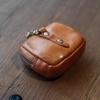 Dual Slot PU Leather Coin Purse Coffee Brown Unisex Anti-wear Compact Pouch for Shopping Trip Mini Card Key Holder