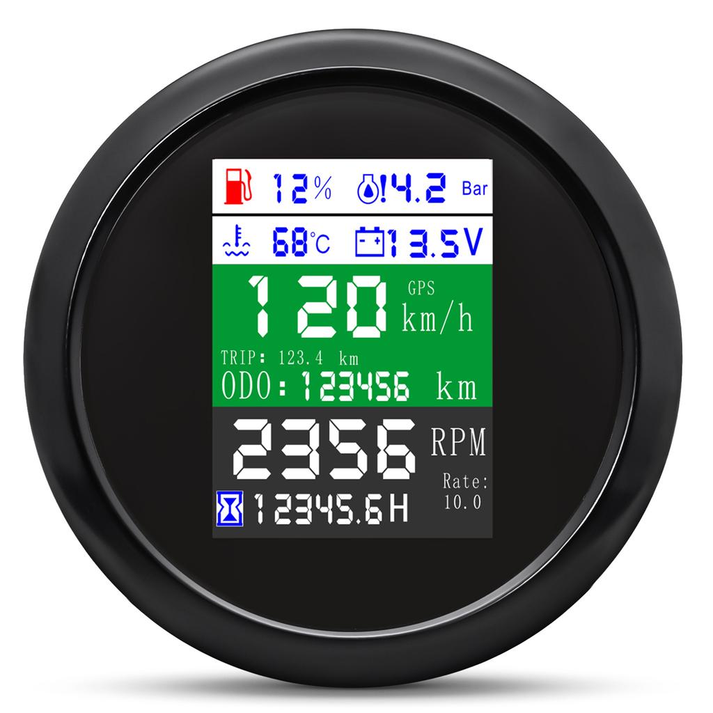 6 in 1 GPS Speedometer Tachometer Gauge Fuel Level Water Temp Oil Press 0~10Bar Sensor Alarm Temp Fuel Sender For Car Boat Motor