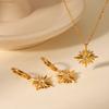 Stylish Titanium Steel Diamond Eight Point Star Necklace And Earrings Set For Women Fashion Jewelry