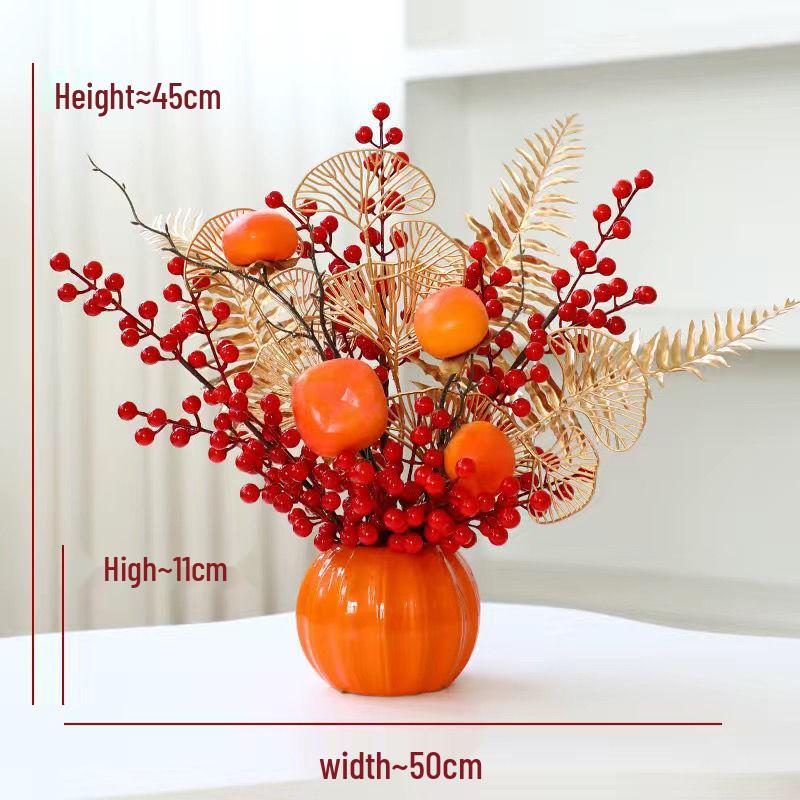 Red Persimmon Artificial Flower for Wedding, New Year, Living Room, Dining Table, TV Cabinet, and Housewarming Decor