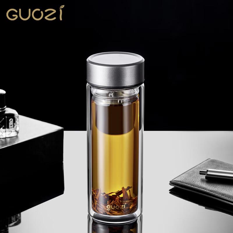 GUOZI Double-Wall Insulated Glass Tea Tumbler