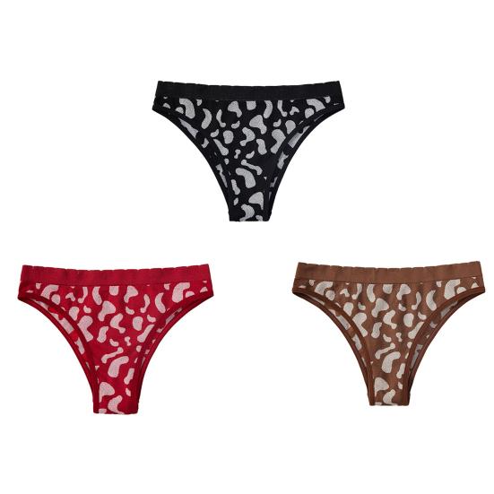 Seamless No Show Thong for Women Milk Cow Print Stretch Breathable Underwear Sexy Mid Rise T-Back Panties